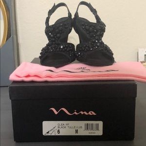 Nina beaded heels - black